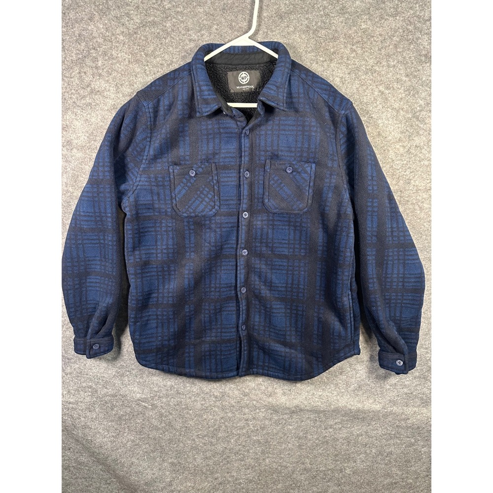 Weatherproof Mens XL Blue Plaid‎ Fleece Lined Button Up Shirt Jacket